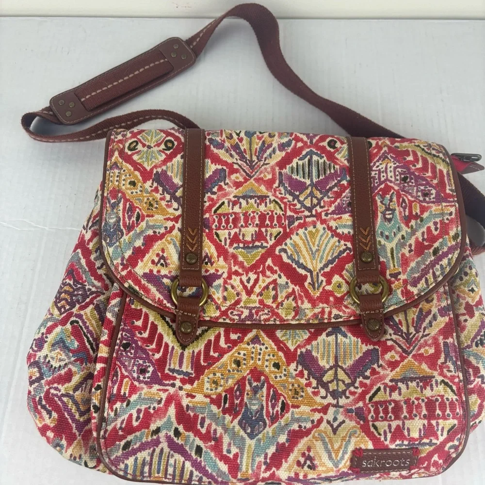 Sakroots Convertible Backpack Shoulder Bag-Mult Colored Boho Pattern Canvas